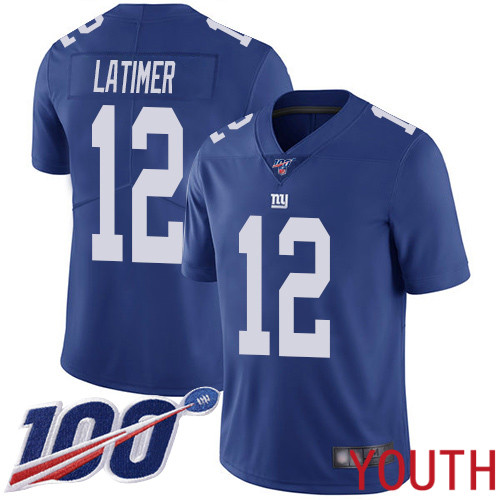 Youth New York Giants #12 Cody Latimer Royal Blue Team Color Vapor Untouchable Limited Player 100th Season Football NFL Jersey